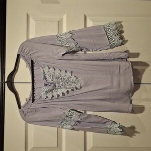 Boho Periwinkle Lace Embellished Blouse